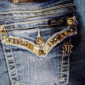 Miss Me Blue Embellished Denim Cuffed Shorts